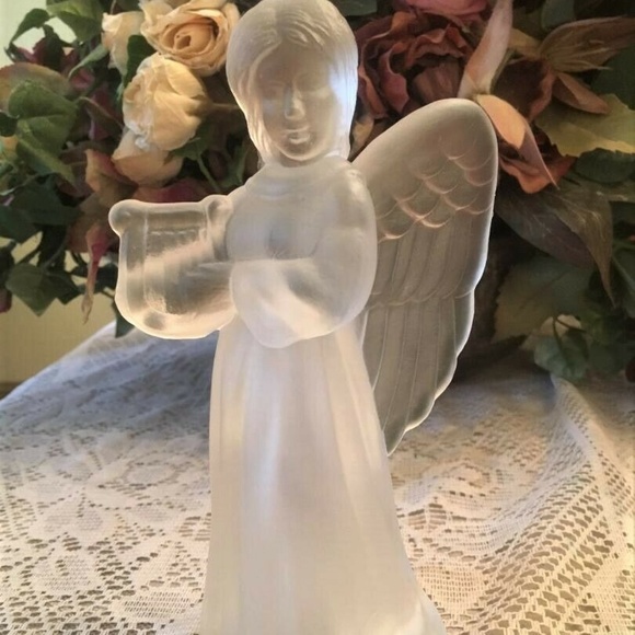 Adorable Frosted Glass Angel Christmas Tree Topper - Picture 3 of 8